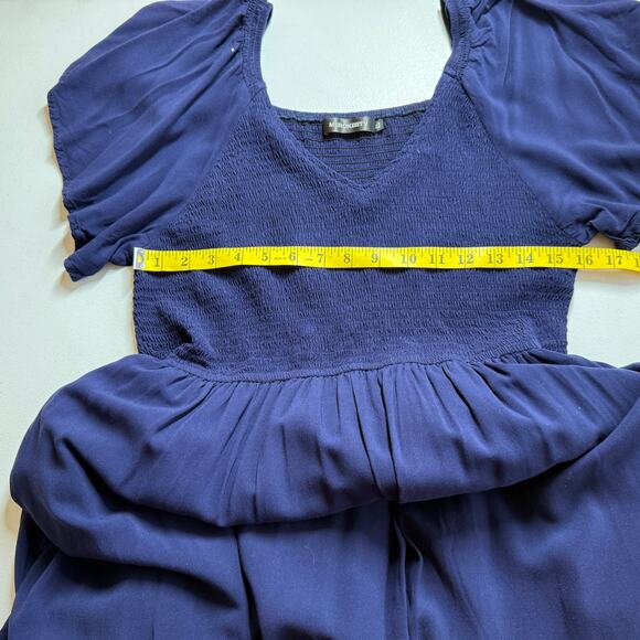 Merokeety Midi Dress Womens XL Blue Smocked Pullover Casual Boho Preppy Nautical - Picture 6 of 10